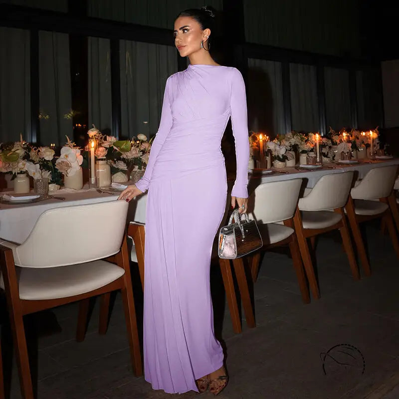 Elegant Slim Pleated Zipper Dress