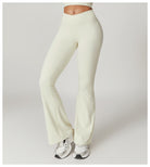 Cream-colored flared leggings from Casual Sports Wide Leg Pants for stylish athleisure fashion
