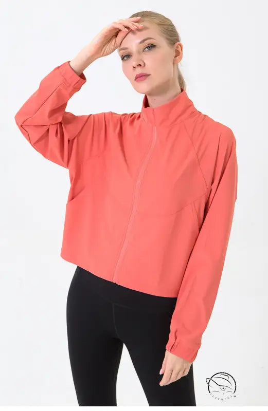 Autumn Winter Zip Up Shirt Women Girllulu Sports Top Stand Collar Loose Breathable Fitness Clothes Coat