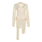 Elegant langry cream peplum blazer skirt set in slim fit fashion