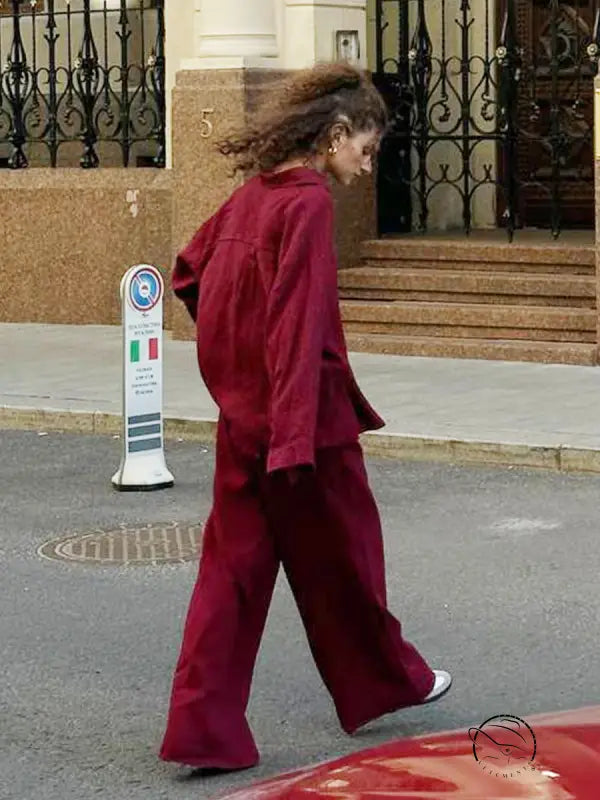 Maroon corduroy suit in Langry cotton shirt trousers casual set