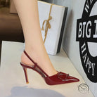 French v Shaped Square Buckle Pointed High Heels