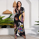 Colorful butterfly print maxi dress from Holiday Beach Dress, perfect for fashionable ملابس