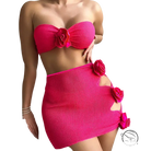 Vibrant coral red Flora Bikini Swimsuit with rose embellishments