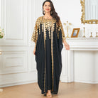 Langry black and gold kaftan dress with geometric patterns, fashion ملابس