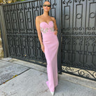 Elegant pink tube top maxi dress showcasing a stylish and fashionable design