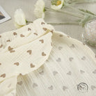 Summer cotton linen heart print slit shorts in cream fabric