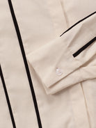 Elegant Langry fashion linen shirt with black piping and buttons