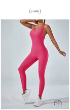 Vibrant pink langry fashion yoga one-piece jumpsuit with scoop neckline