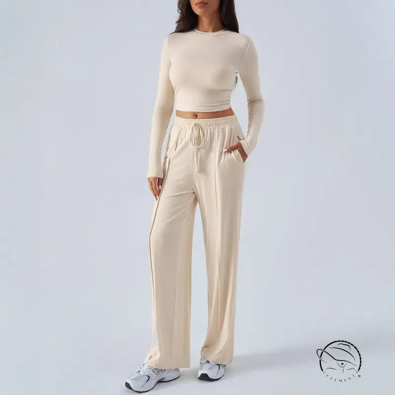 Winter Waist Tight Wide Leg Casual Pants
