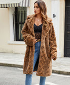 Modern retro faux fur plush coat with snakeskin pattern and cozy hood