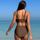 Brown two-piece Sports Split Bikini Swimsuit by Langry, stylish ملابس for summer