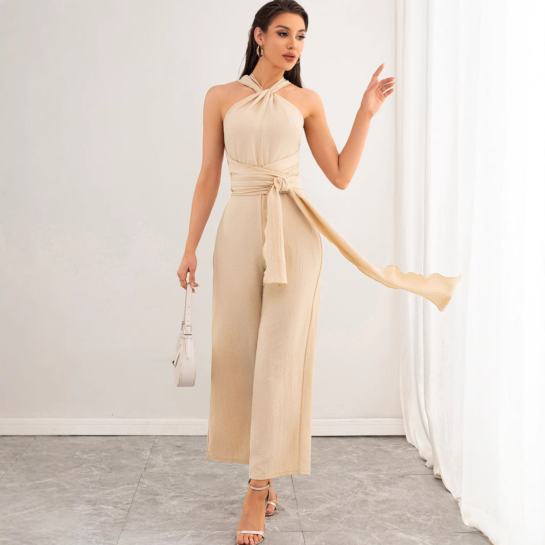 Elegant Backless Straight Jumpsuit