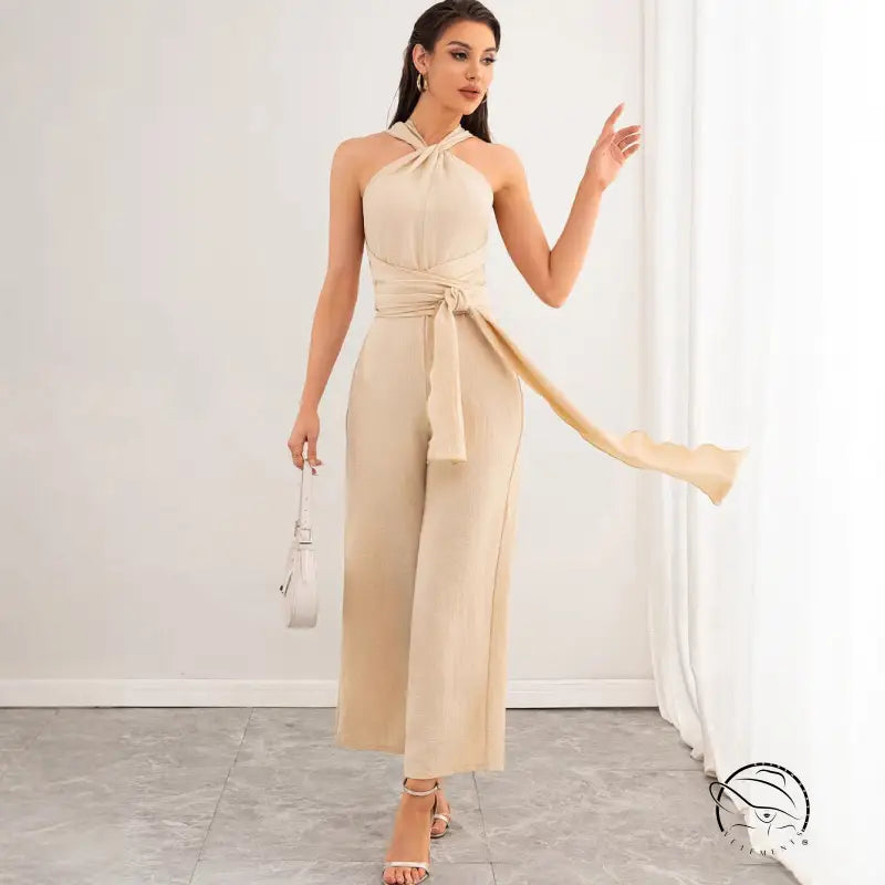Elegant Backless Straight Jumpsuit