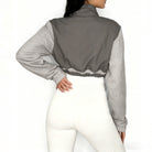 Elegant Langry polar fleece jacket in grey and white nylon