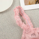 Pink ruffled lace bra strap in breathable long fashion knit pajamas