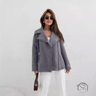 Gray textured moto jacket in langry fashion woolen coat