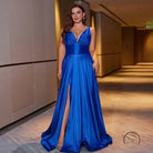 Elegant slim fit party dress in blue evening gown style