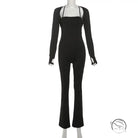 Black casual tight jumpsuit two-piece set with long-sleeved shrug