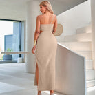 Beige one-shoulder dress from Popular Sheath Dress, a stylish choice for modern fashion ملابس