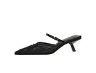 Langry black satin kitten heel sandal with beaded ankle strap