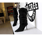 Langry black suede ankle boots with pointed toe and high stiletto heel in fashion