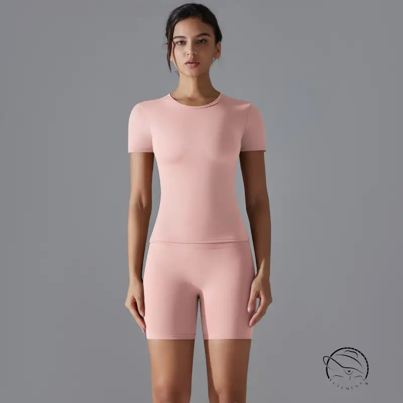 Spring Autumn t Shirt Quick Drying Yoga Clothes Short Sleeve Slim Fit Fitness Blouse Outdoor Running Sports Suit Women