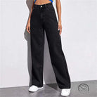 Stunning high waist wide leg black jeans with contrast stitching
