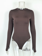 Brown long-sleeved langry fashion bodysuit on mannequin for autumn winter