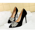 Rhinestone Bow Stiletto Waterproof High Heel
