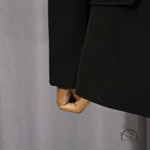 Elegant langry fashion black wool blazer with gold buttons and cuffs