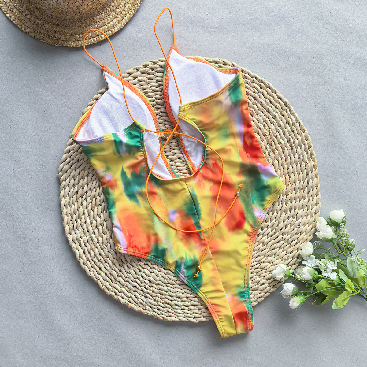 Colorful tie-dye One Piece Swimsuit Women fashion ملابس for ladies swimwear