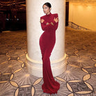 Elegant red fishtail dress in Langry fashion