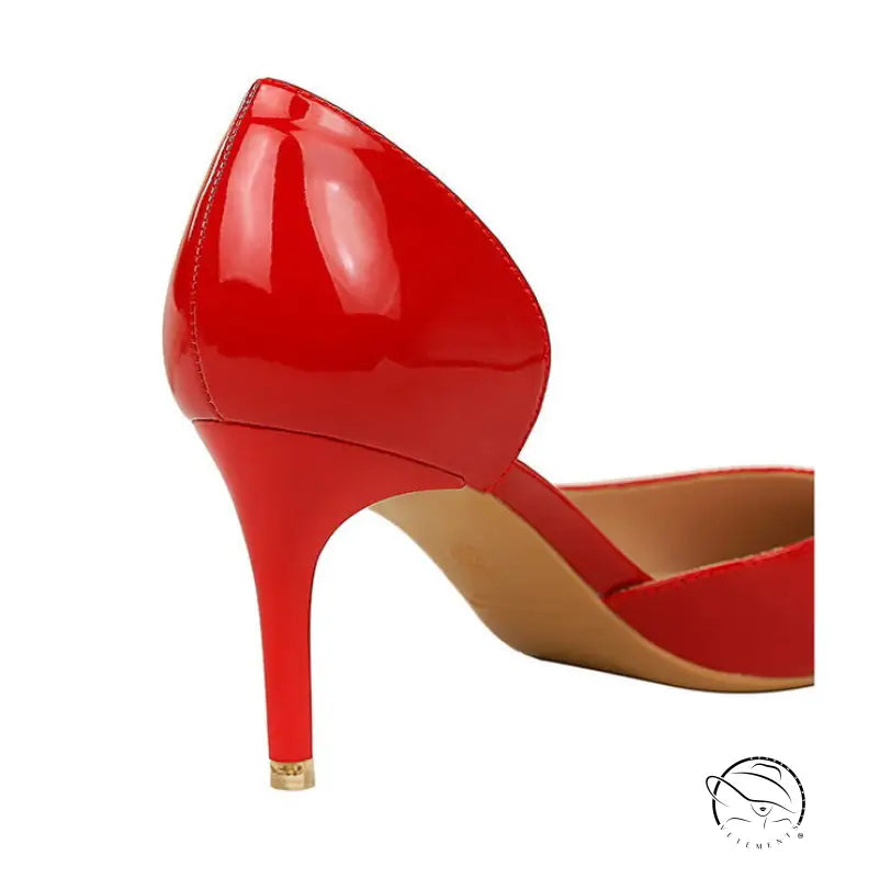 Shiny Patent Leather Side Hollow out High Heels