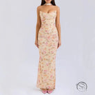 High grade skinny sheath skirt set with floral-patterned maxi dress