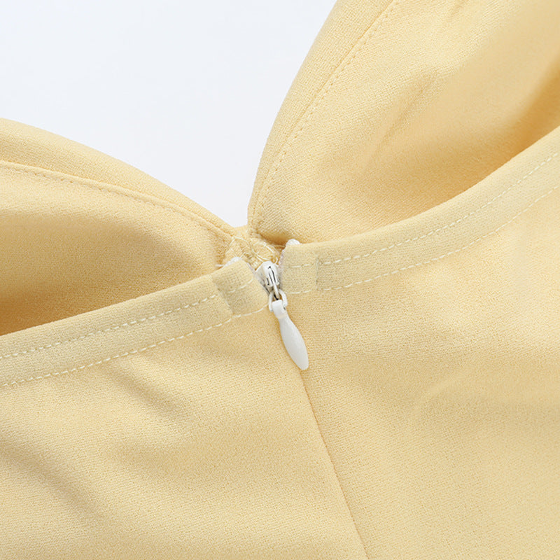 Langry beige satin halter bow waist A-line evening maxi dress with back zipper