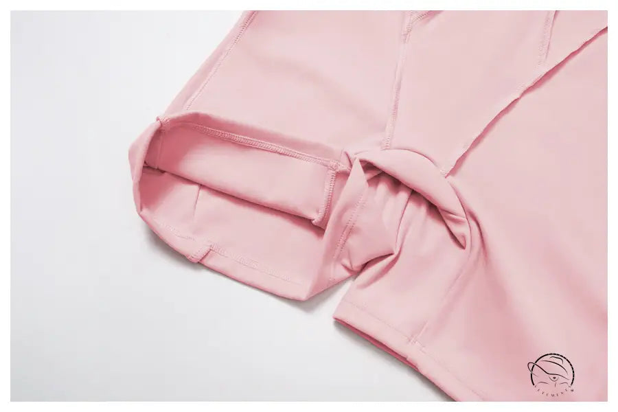 Pink langry fashion yoga jumpsuit with short sleeves and ribbed cuffs