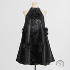 Stunning black A-line short dress with floral embellishments