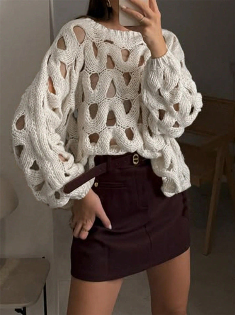 Casual Vacation Hook Floral Sweater Pullover