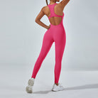 Vibrant pink langry fashion yoga one-piece jumpsuit with racerback and cutouts