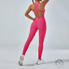 Vibrant pink langry fashion yoga one-piece jumpsuit with racerback and cutouts