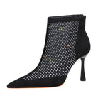 Langry fashion black suede-like rhinestone stiletto ankle boots
