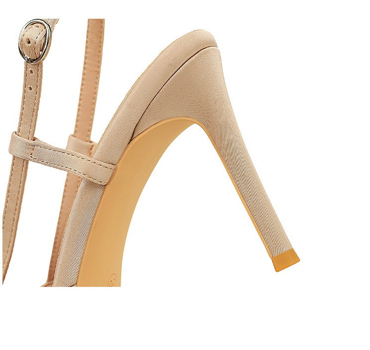 Satin Bow Color Block Pointed High Heel