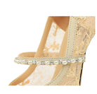 Langry fashion champagne lace wedding sandal with pearl rhinestone embellishments