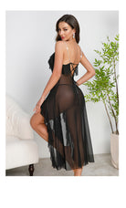 High Slit Multi Color Pearl Decoration Nightdress
