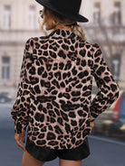 Casual langry leopard print long-sleeved fashion top with black and brown spots
