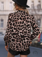 Casual langry leopard print long sleeved top in fashion ملابس
