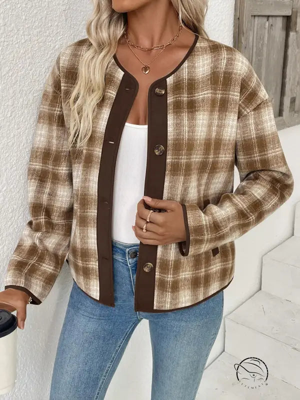 Winter Casual Plaid Cardigan Jacket
