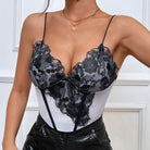 Deep V Plunge Personality Lace Party Backless Diamond Vest in stylish lace-trimmed langry