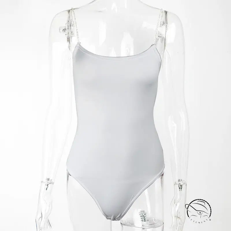 Summer Diamond Chain Slim Top Low-cut Sling Bodysuit